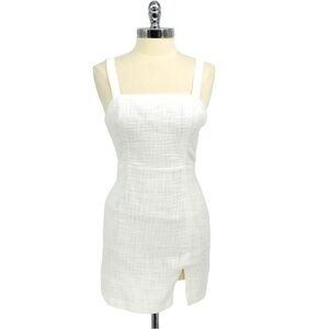 Abercrombie & Fitch Womens White Squareneck Tweed Slit Mini Dress Size XS